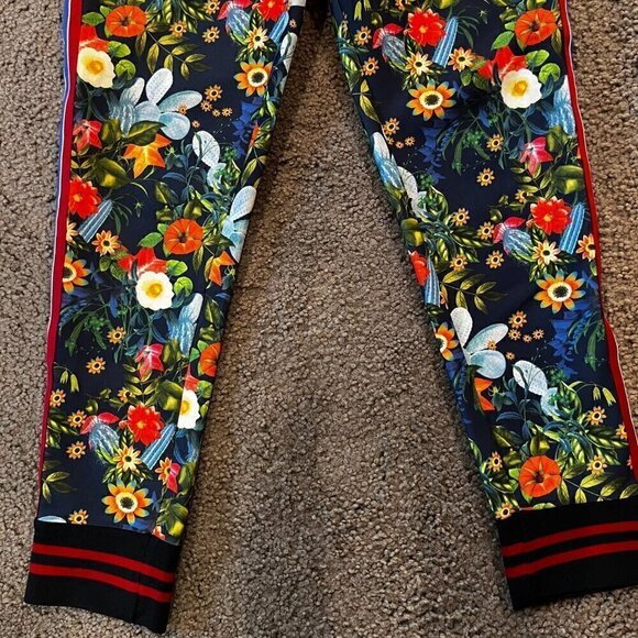 ZARA MAN  Floral Joggers with Blue & Red Racing Stripes GUCCI Style NWOT Men's M - Picture 3 of 11